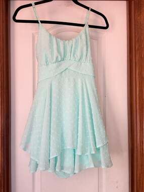 Altar'd State Mint Green Swiss Dot Tiered Romper Dress